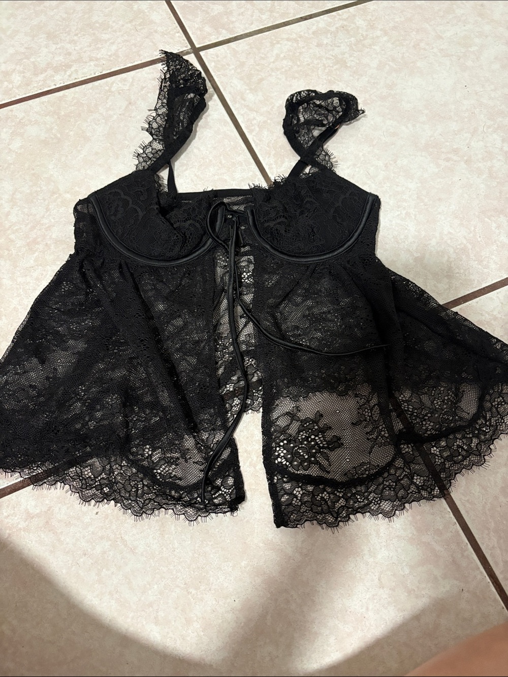 Victoria's Secret Black Lace Babydoll Chemise